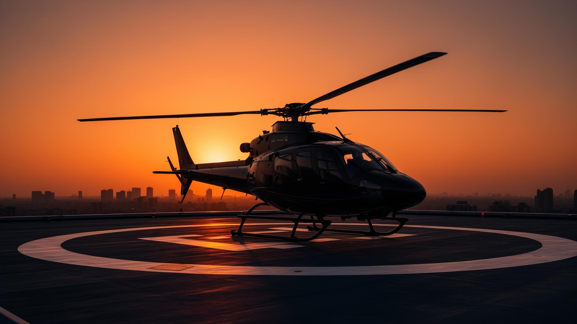Helicopter arriving at a private estate