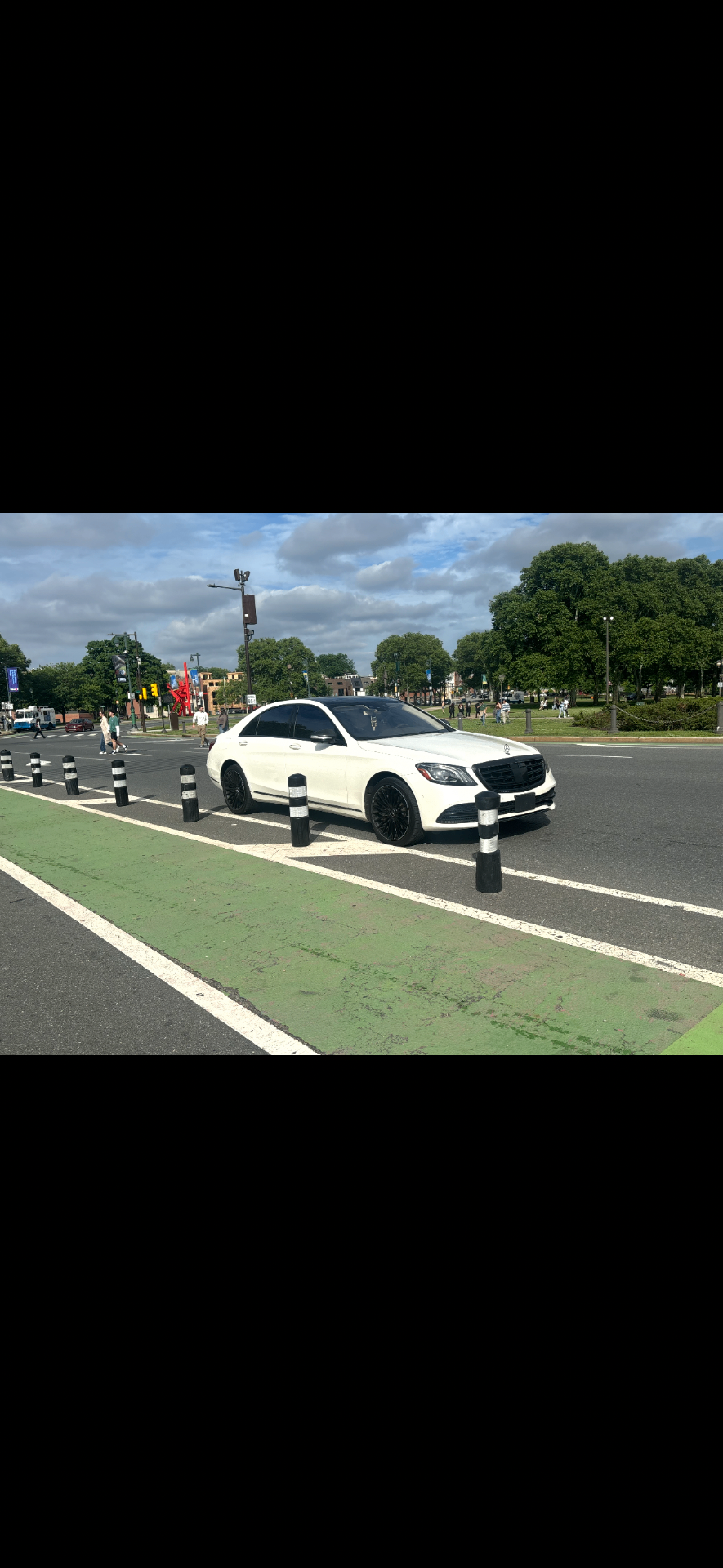 Mercedes-Benz S-Class on a city avenue