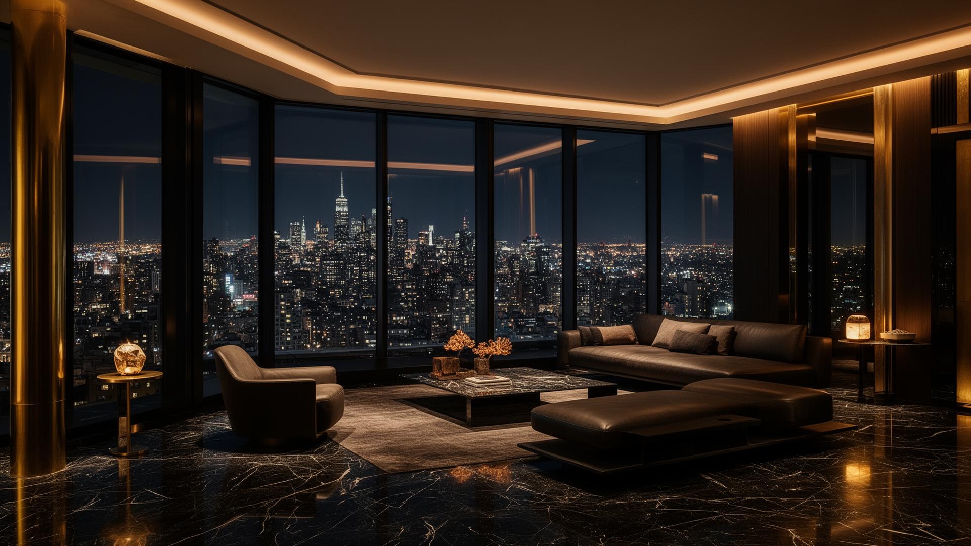 Discreet luxury interior at night